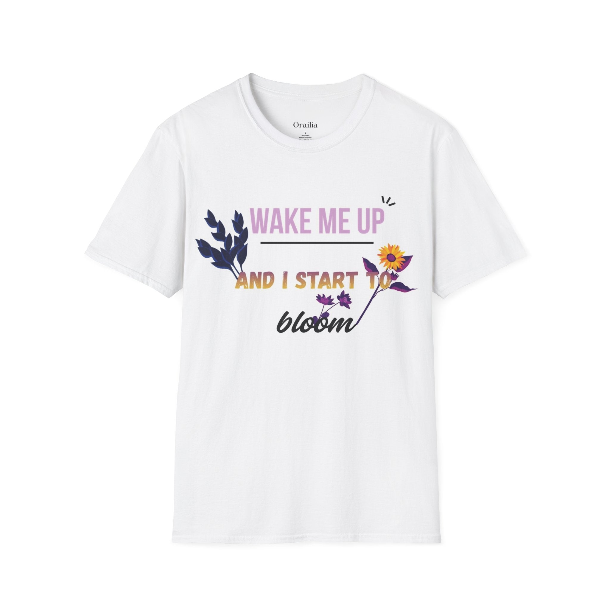 "Wake Me Up and I Start to Bloom" Floral Graphic T-shirt