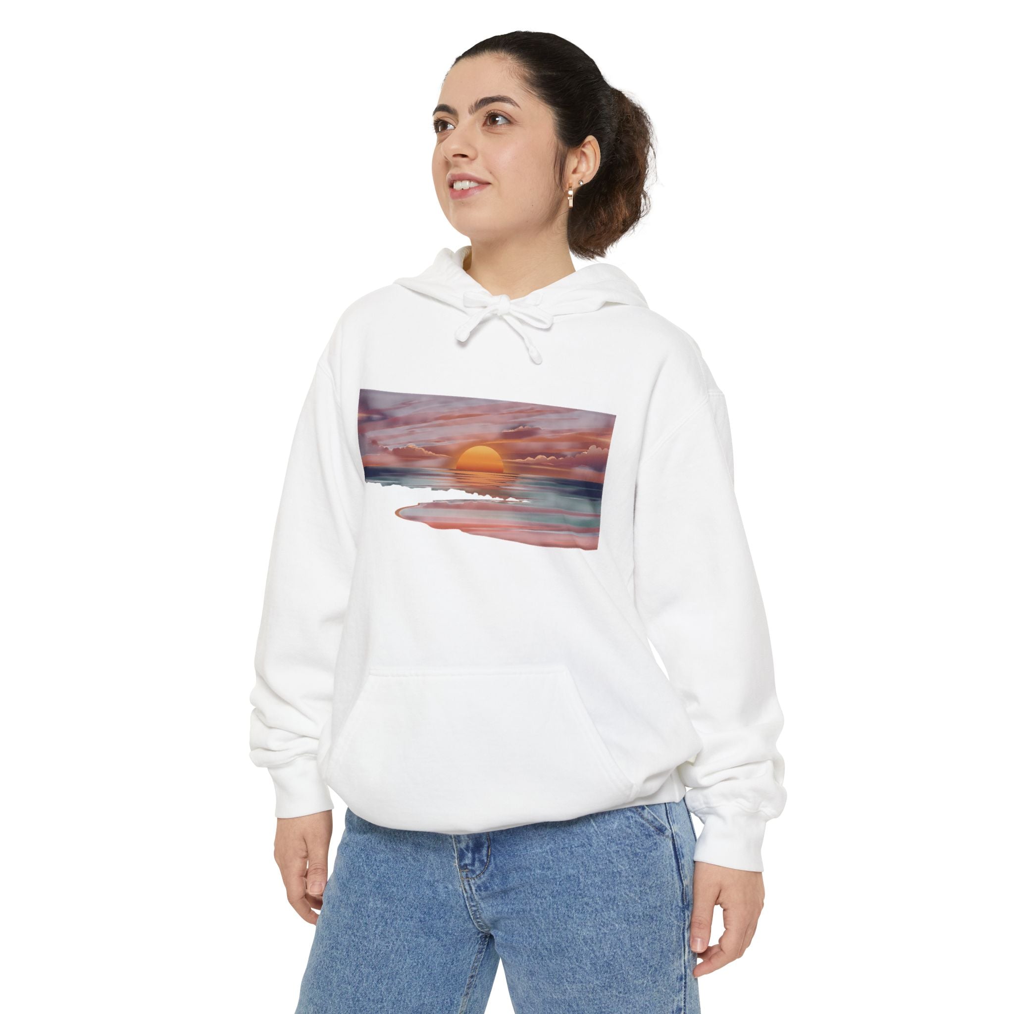 Sunset Beach Hoodie — Watercolor Ocean Sunset Hoodie